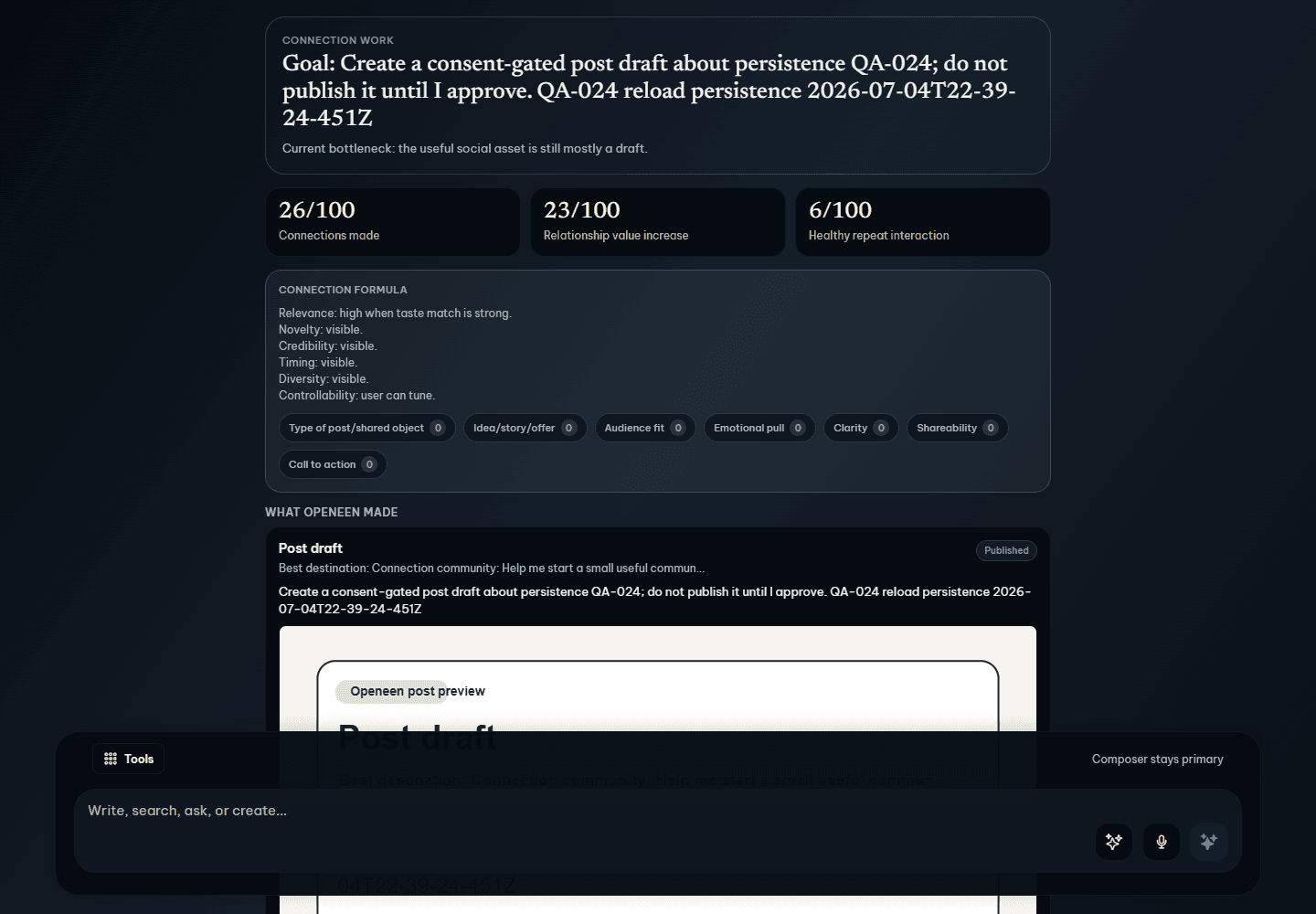 Openeen consent-gated action after approval